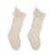 Glitzhome&#xAE; 24&#x22; White Knitted Polyester Christmas Stocking with Pom Pom, 2ct.